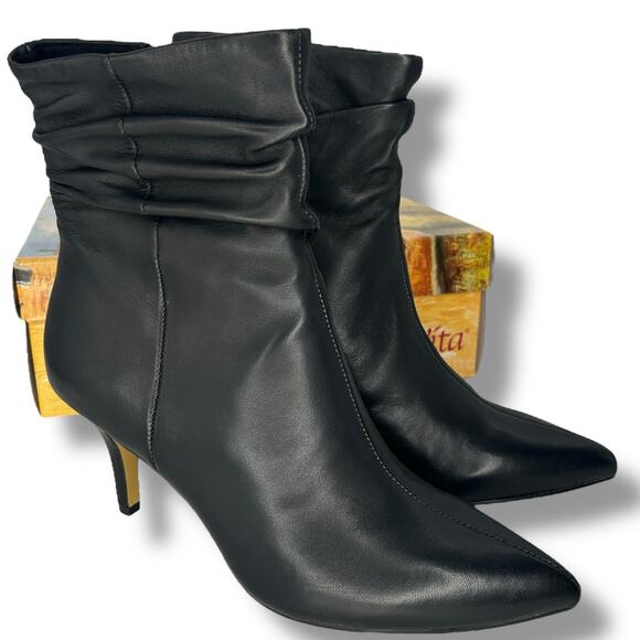 Bella Vita Black Leather Ankle Boots - Picture 2 of 7